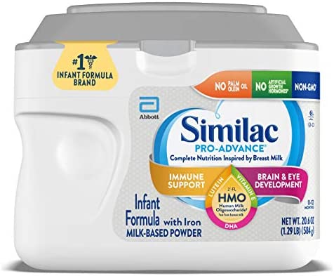 Similac Pro-Advance Infant Baby Formula with Iron with 2&rsquo;-FL HMO for Immune Support, Non-GMO, Unflavored, 20.6 Oz